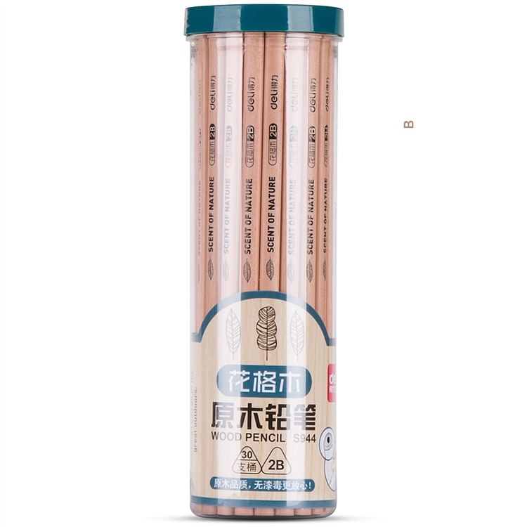 得力 S944 原木铅笔 2B 30支/筒 （单位：筒） 原木色